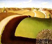 Grant Wood Spring Plowing oil painting reproduction